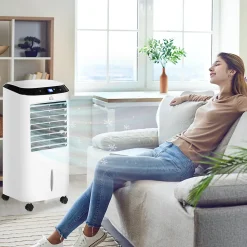 Ventilateur rafraichisseur humidificateur ioniseur 4 en 1 - portable oscillant 60W 10L - télécommande>Homcom Hot