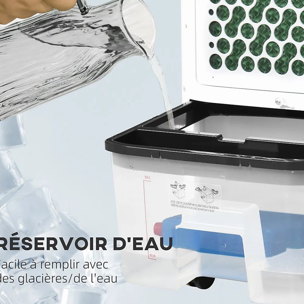 Ventilateur rafraichisseur humidificateur ioniseur 4 en 1 - portable oscillant 60W 10L - télécommande>Homcom Hot
