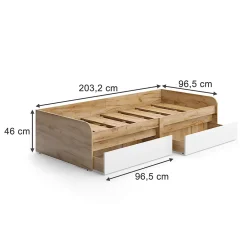 Vicco Lit denfant Blanc/Artisan 90x200 cm sans matelas*Enfant Lit Enfant