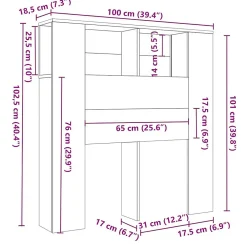 Armoire de tête de lit Chêne sonoma 100x18,5x104,5 cm 811910.><noscript><img width=