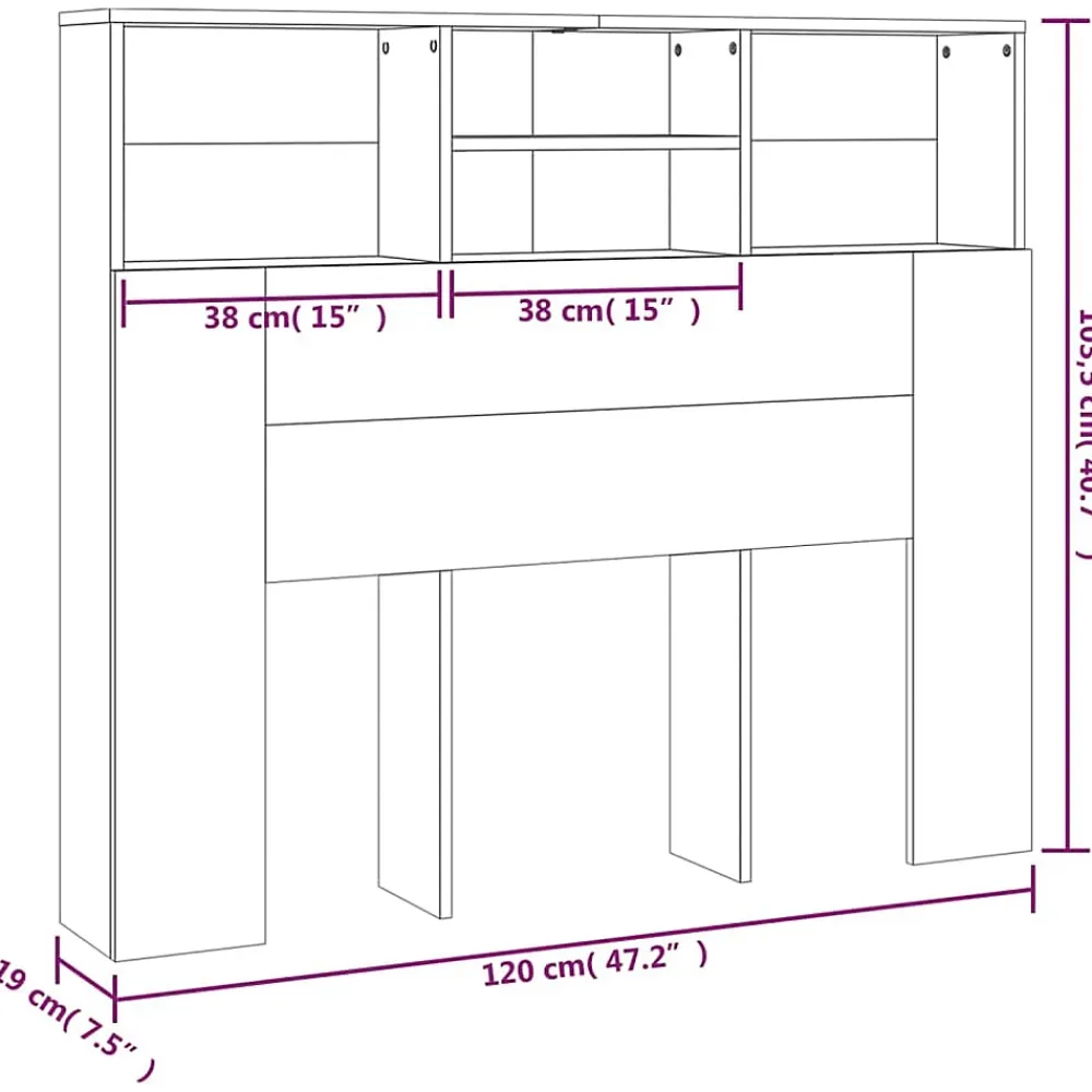 Vidaxl Armoire de tête de lit Blanc 120x19x103,5 cm* Tête De Lit