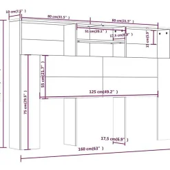 Armoire de tête de lit Gris béton 160x19x103,5 cm 811875><noscript><img width=
