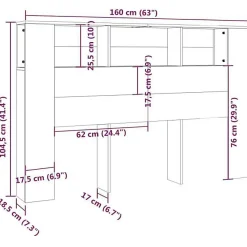 Armoire de tête de lit Chêne sonoma 160x18,5x104,5 cm 811937><noscript><img width=