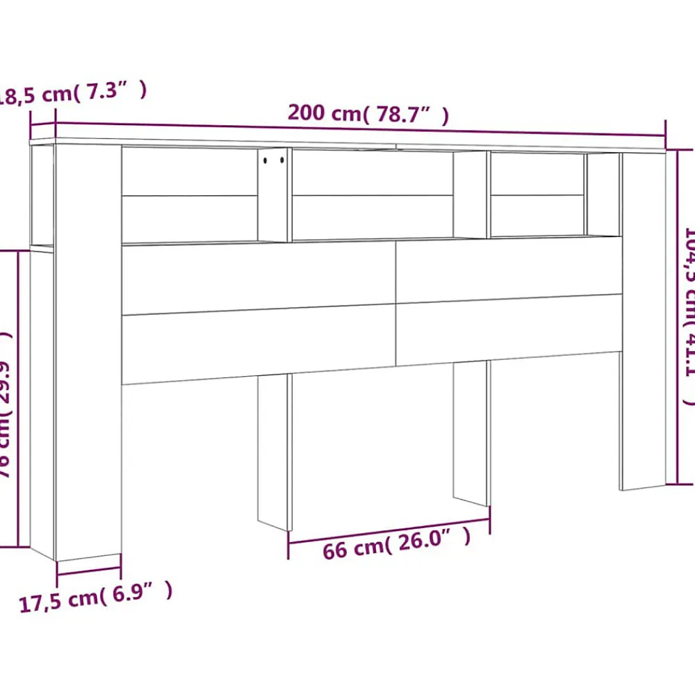 Armoire de tête de lit Noir 200x18,5x104,5 cm 811953>Vidaxl