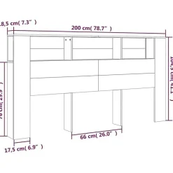 Vidaxl Armoire de tête de lit Gris béton 200x18,5x104,5 cm 811956* Tête De Lit