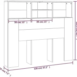 Vidaxl Armoire de tête de lit Sonoma gris 120x19x103,5 cm* Tête De Lit