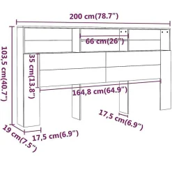 Armoire de tête de lit Noir 200x19x103,5 cm 811890><noscript><img width=