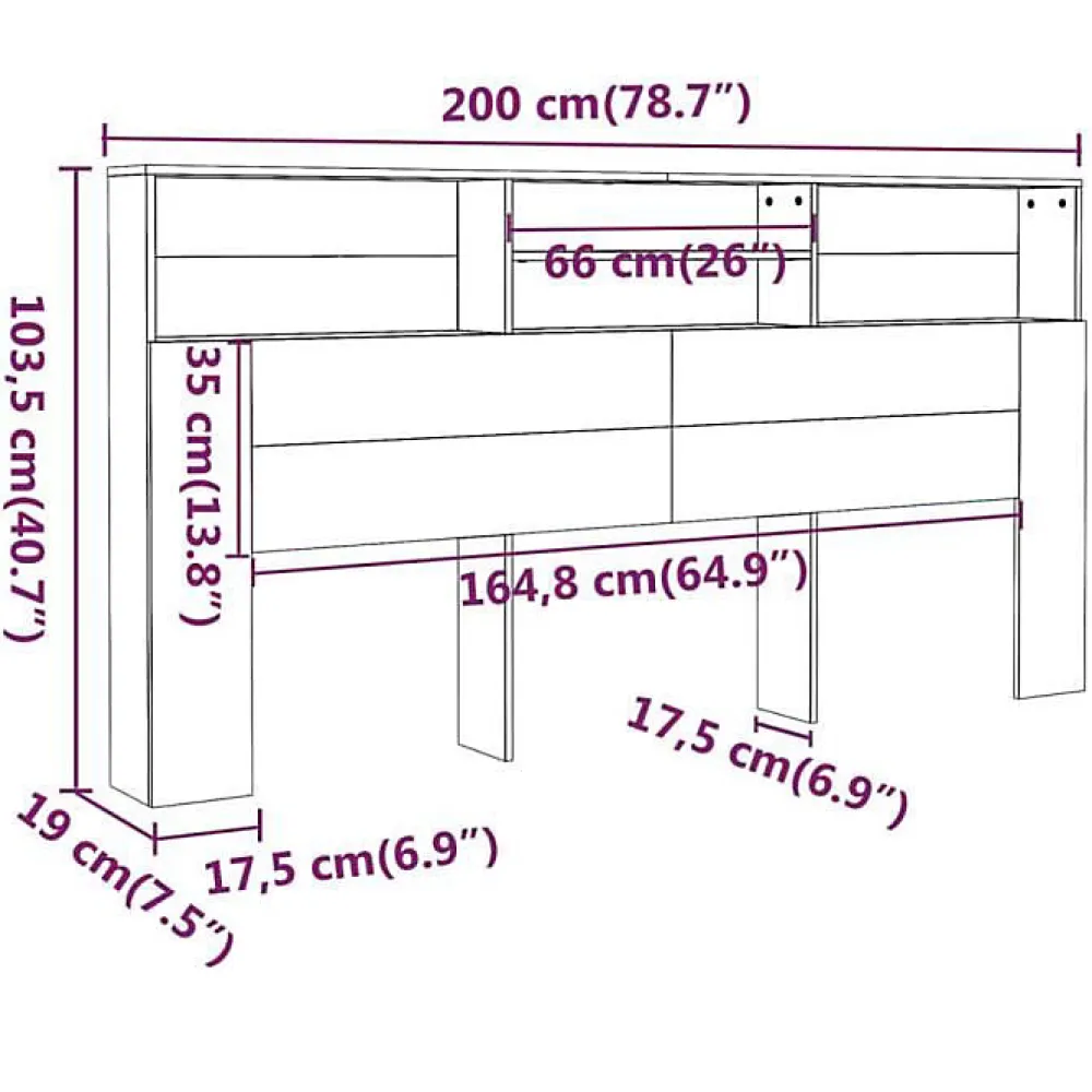 Armoire de tête de lit Noir 200x19x103,5 cm 811890>Vidaxl Sale