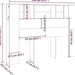 Armoire de tête de lit Blanc 140x18,5x104,5 cm 811925><noscript><img width=