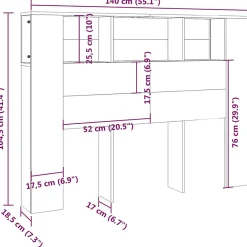 Armoire de tête de lit Blanc 140x18,5x104,5 cm 811925><noscript><img width=