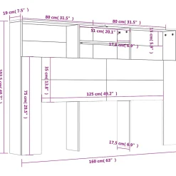 Armoire de tête de lit Chêne sonoma 160x19x103,5 cm 811874><noscript><img width=