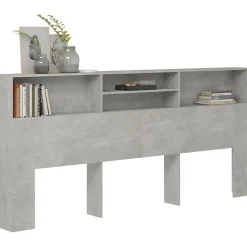 Armoire de tête de lit Gris béton 220x19x103,5 cm 811902><noscript><img width=