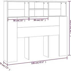 Armoire de tête de lit Chêne fumé 120x19x103,5 cm><noscript><img width=