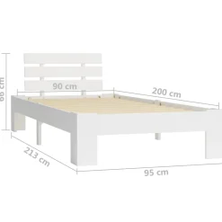 Cadre de lit Blanc Bois de pin massif 90 x 200 cm><noscript><img width=