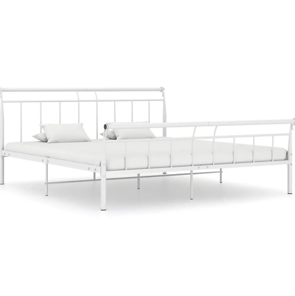 Vidaxl Cadre de lit Blanc Métal, 160x200 cm* Sommier