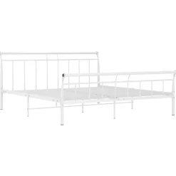 Vidaxl Cadre de lit Blanc Métal, 160x200 cm* Sommier