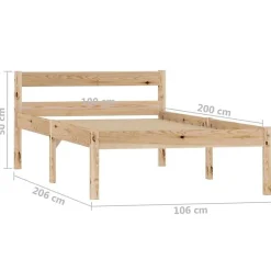 Vidaxl Cadre de lit Bois de pin massif 100 x 200 cm* Lit Simple