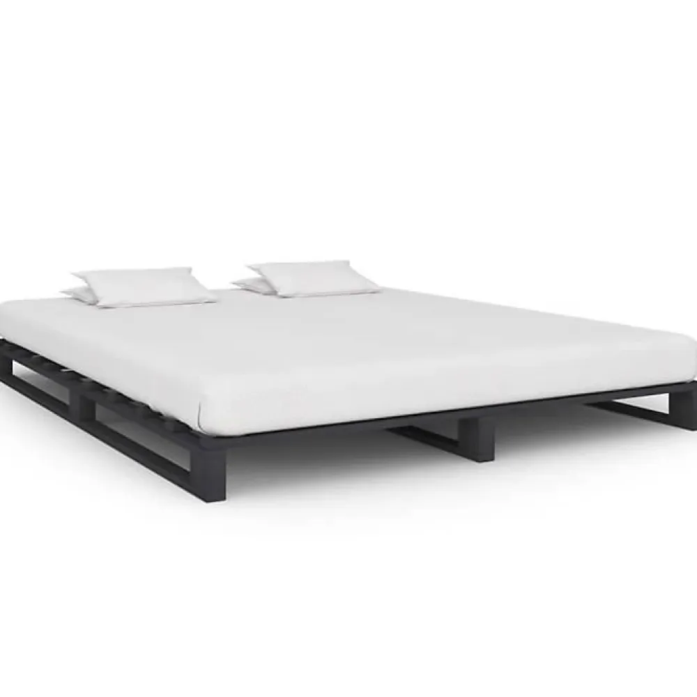 Cadre de lit de palette Gris Bois de pin massif 160 x 200 cm>Vidaxl Best