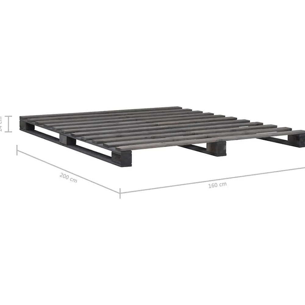 Cadre de lit de palette Gris Bois de pin massif 160 x 200 cm>Vidaxl Best