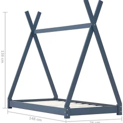 Cadre de lit d'enfant Gris Bois de pin massif 70x140 cm><noscript><img width=