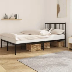 Vidaxl Cadre de lit métal avec tête de lit noir 120x190 cm 350861* Sommier