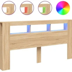 Tête de Lit à LED, Accessoire de Lit, Tête de Cadre de Lit, Meuble de Chambre à Coucher, Chêne Sonoma 837367>Vidaxl New