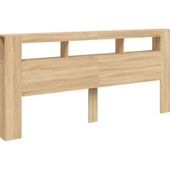 Tête de Lit à LED, Panneau avec Rangement, Accessoire de Lit, Tête de Cadre de Lit Chambre, Chêne Sonoma 837374><noscript><img width=