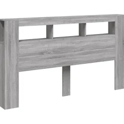 Tête de Lit à LED, Panneau avec Rangement, Accessoire de Lit, Tête de Cadre de Lit Chambre, Sonoma Gris 837363><noscript><img width=