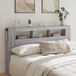 Tête de Lit à LED, Panneau avec Rangement, Accessoire de Lit, Tête de Cadre de Lit Chambre, Sonoma Gris 837363><noscript><img width=
