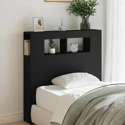 Vidaxl Tête de Lit à LED, Tête de Cadre de Lit, Accessoire de Lit Simple, Meuble de Chambre à Coucher Maison Intérieur, Noir 83733* Tête De Lit