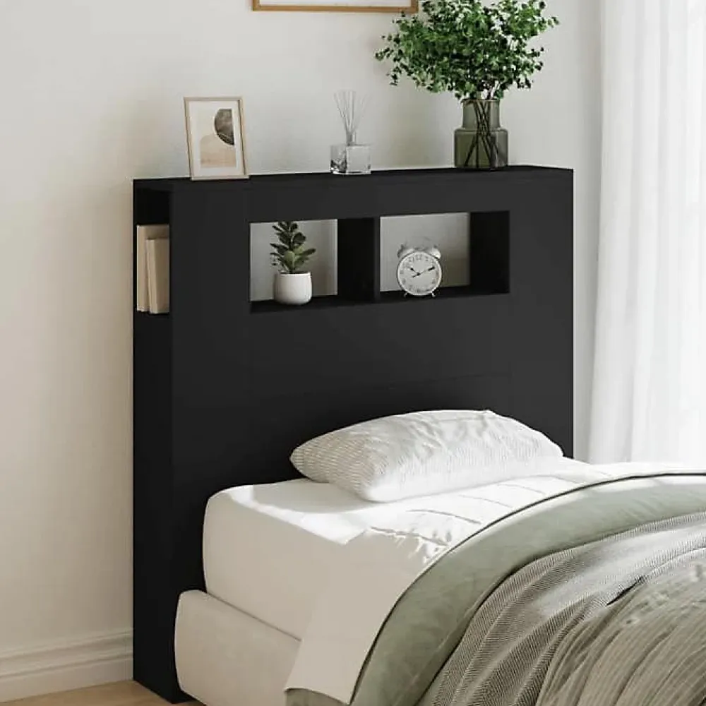 Vidaxl Tête de Lit à LED, Tête de Cadre de Lit, Accessoire de Lit Simple, Meuble de Chambre à Coucher Maison Intérieur, Noir 83733* Tête De Lit