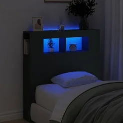 Vidaxl Tête de Lit à LED, Tête de Cadre de Lit, Accessoire de Lit Simple, Meuble de Chambre à Coucher Maison Intérieur, Noir 83733* Tête De Lit