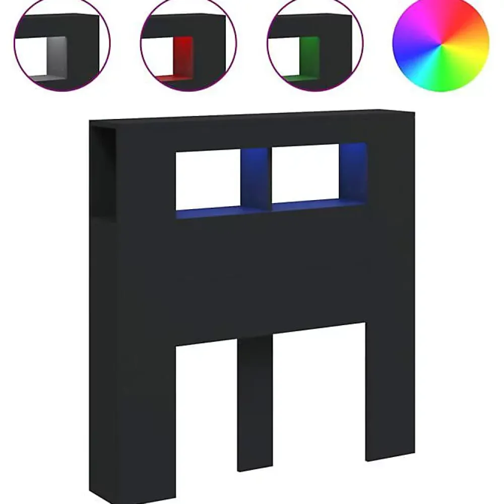 Vidaxl Tête de Lit à LED, Tête de Cadre de Lit, Accessoire de Lit Simple, Meuble de Chambre à Coucher Maison Intérieur, Noir 83733* Tête De Lit