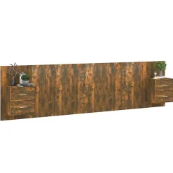 Tête de lit avec armoires Chêne fumé Bois d'ingénierie 3115737><noscript><img width=