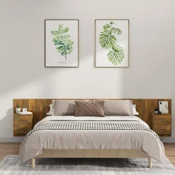 Vidaxl Tête de lit avec armoires Chêne fumé Bois d'ingénierie 3115761* Tête De Lit