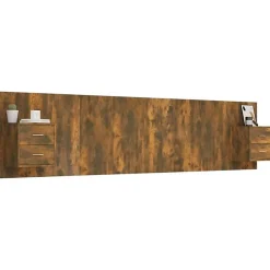 Vidaxl Tête de lit avec armoires Chêne fumé Bois d'ingénierie 3115761* Tête De Lit