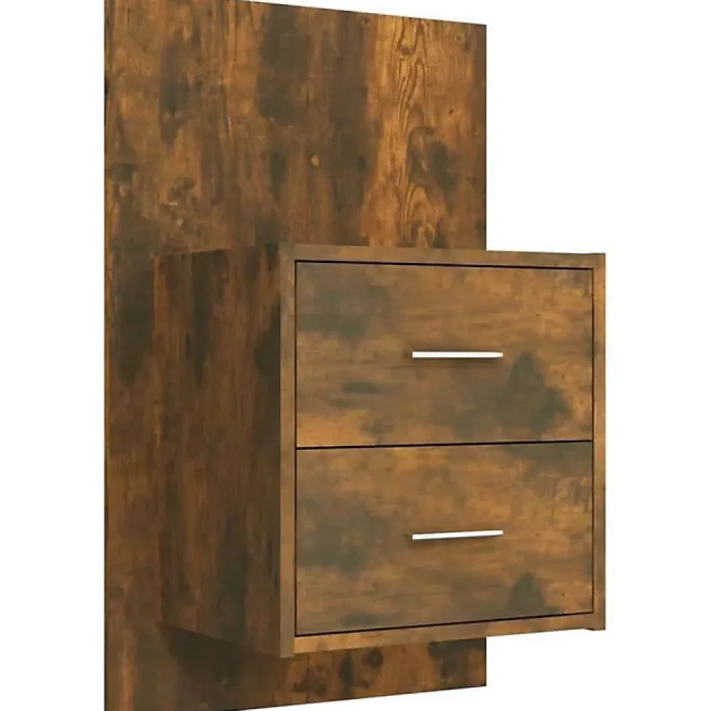 Vidaxl Tête de lit avec armoires Chêne fumé Bois d'ingénierie 3115761* Tête De Lit