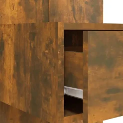 Vidaxl Tête de lit avec armoires Chêne fumé Bois d'ingénierie 3115729* Tête De Lit