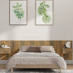 Vidaxl Tête de lit avec armoires Chêne fumé Bois d'ingénierie 3115729* Tête De Lit