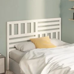 Tête de lit Blanc, 146x4x100 cm Bois massif de pin><noscript><img width=