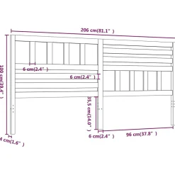 Tête de lit Blanc, 206x4x100 cm Bois massif de pin><noscript><img width=