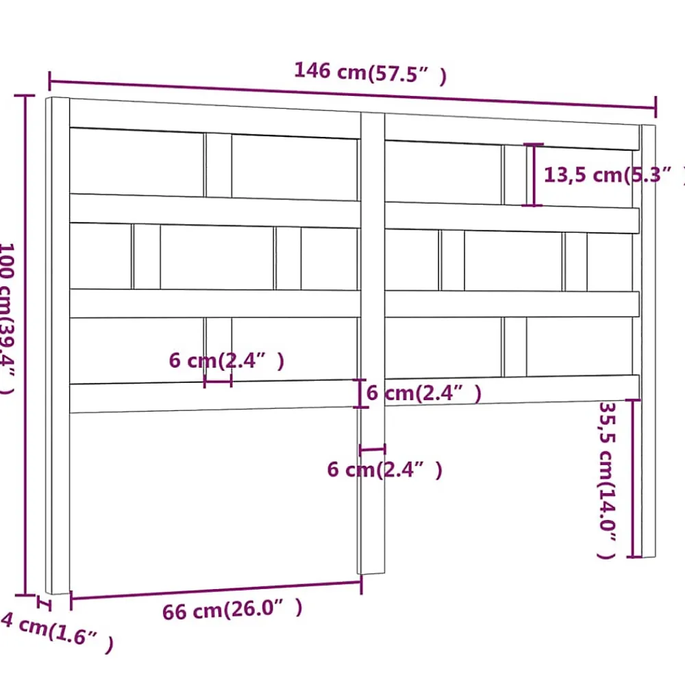 Vidaxl Tête de lit Blanc 146x4x100 cm Bois massif de pin* Tête De Lit