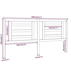 Vidaxl Tête de lit Gris 186x4x100 cm Bois de pin massif 818837* Tête De Lit