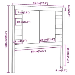 Tête de lit Gris 96x4x100 cm Bois massif de pin 818752><noscript><img width=