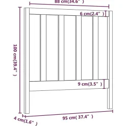 Tête de lit Gris 95x4x100 cm Bois massif de pin822239><noscript><img width=