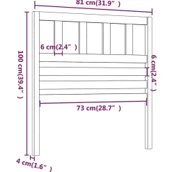 Tête de lit Gris 81x4x100 cm Bois massif de pin><noscript><img width=
