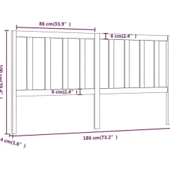 Tête de lit Gris 186x4x100 cm Bois massif de pin 817757><noscript><img width=