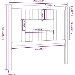 Tête de lit Gris 106x4x100 cm Bois massif de pin 818657><noscript><img width=