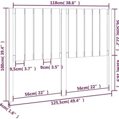 Tête de lit Gris 125,5x4x100 cm Bois massif de pin 818862><noscript><img width=