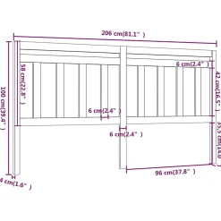 Tête de lit Marron miel 206x4x100 cm Bois massif de pin 814117><noscript><img width=